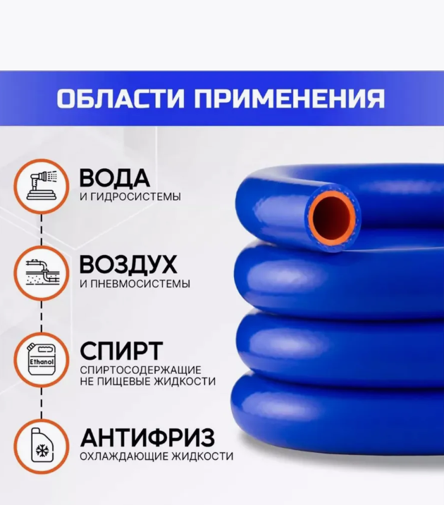 Шланг силиконовый с нитяным усилением ф6х13-0,3 (синий-красный) (бух. 20 м.)