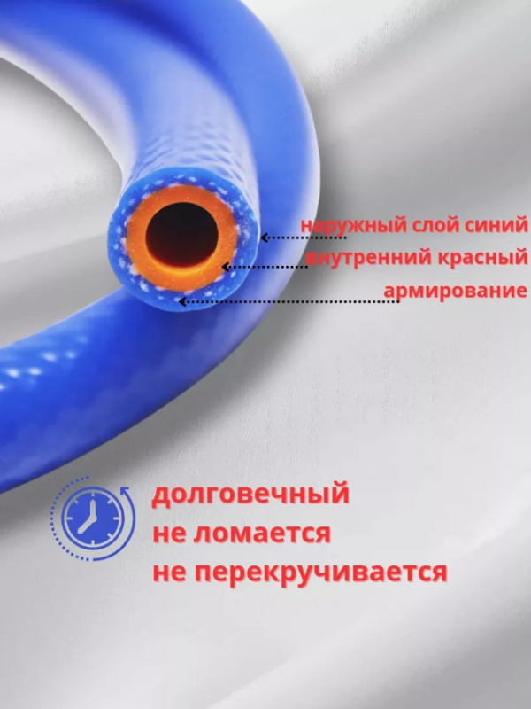 Шланг силиконовый с нитяным усилением ф8х15-0,3 (синий-красный) (бух. 20 м.)