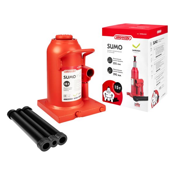 Домкрат гидрав бутылочный SKYWAY SUMO 20т h 220-420мм в коробке+сумка