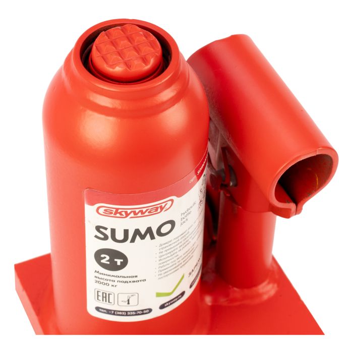 Домкрат гидрав бутылочный SKYWAY SUMO 6т h 185-360мм в кейсе