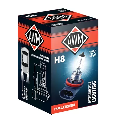 Лампа галогенная AWM H8 12V 35W (PGJ19-1)