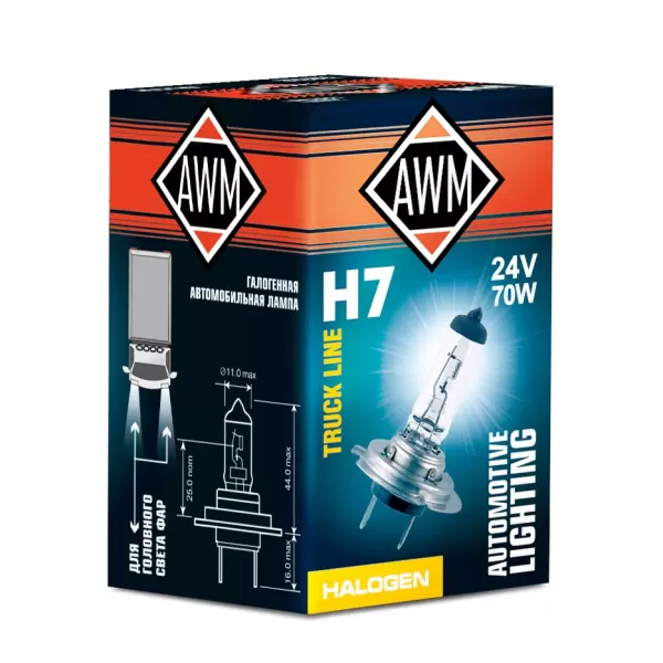 Лампа галогенная AWM H7 24V 70 W (PX26D)