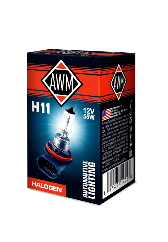 Лампа галогенная AWM H11 12V 55W (PGJ19-2)