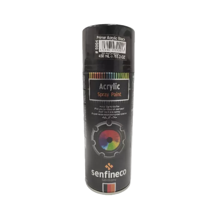 5004 Акриловый грунт-спрей SENFINECO Primer Acrylic Black (черный) 400мл RAL9005