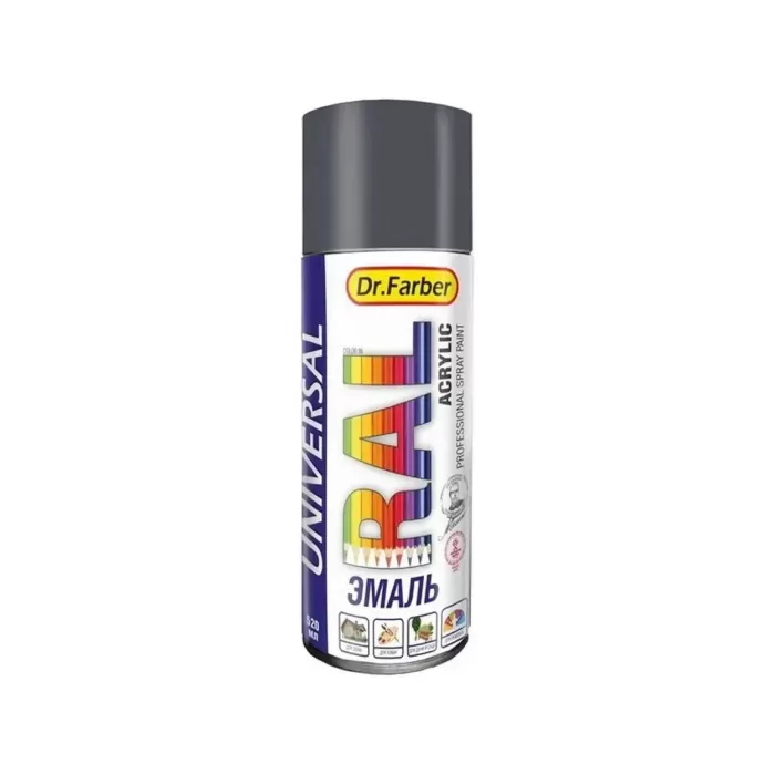 Эмаль-аэрозоль Dr. Farber акриловая универсальная RAL 7035 (светло-серый) глянцевая