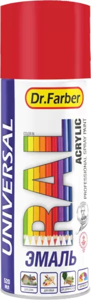 Эмаль-аэрозоль Dr. Farber акриловая универсальная RAL 2008 (ярко-красно-оранж) глянцевая