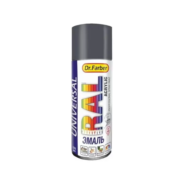 Эмаль-аэрозоль Dr. Farber акриловая универсальная RAL 7024 (графитовый серый) глянцевая
